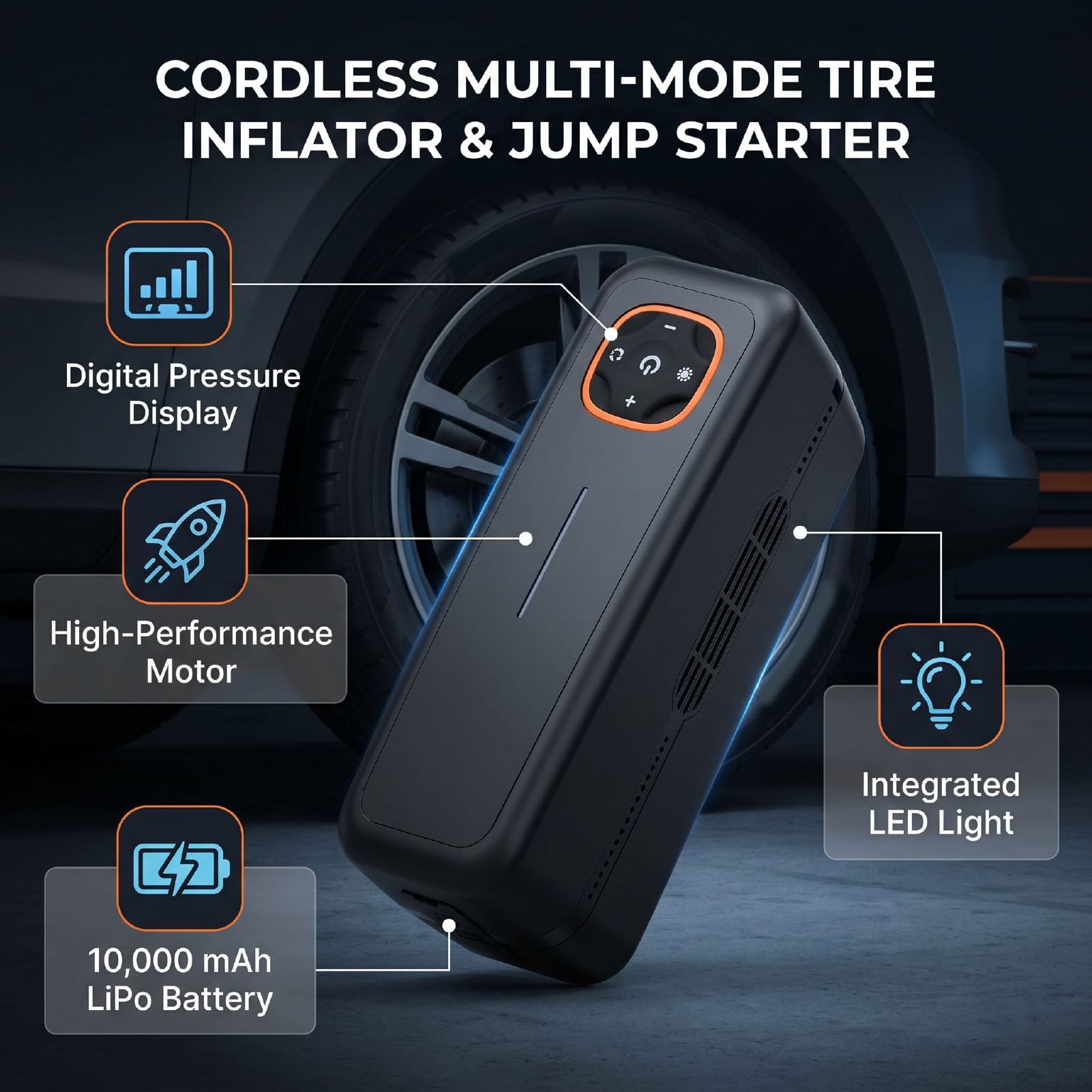 Asixxsix Compresor de Aire Portátil para Inflador de Neumáticos, 150 PSI