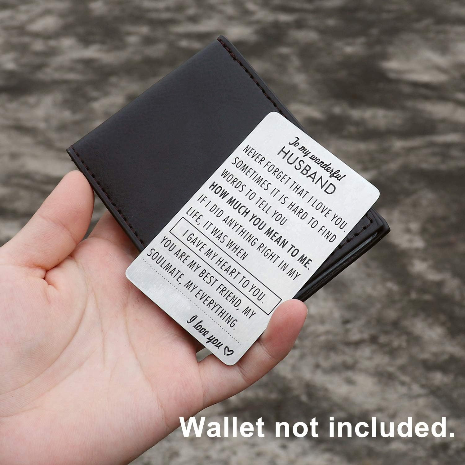 Anniversary Wallet Card Insert for Husband, Engraved Wallet Card Insert Birthday Wedding Gift for Men from Wife, Stainless Steel
