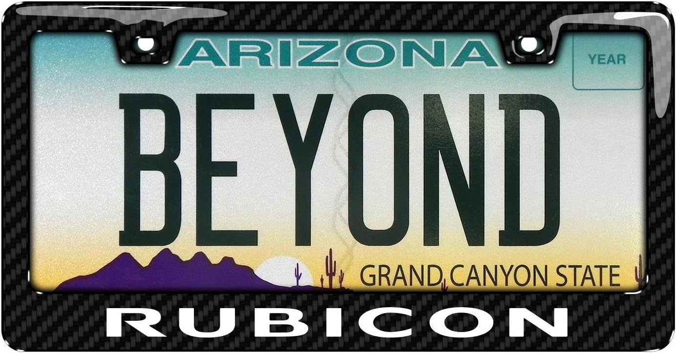iPick Image for Jeep Rubicon Wrangler Black Real 3K Carbon Fiber ABS Plastic License Plate Frame