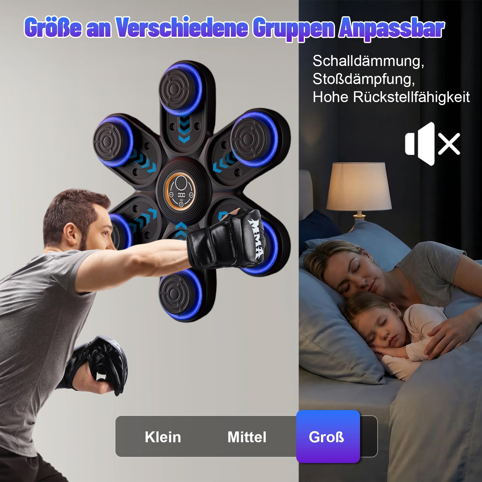 Music Boxing Machine für Erwachsene/Kinder, Elektronische Bluetooth Boxmaschine mit Musik, Musical Boxing Machine mit Boxhandschuhe, 11 Einstellbare Geschwindigkeiten und Zählmodus
