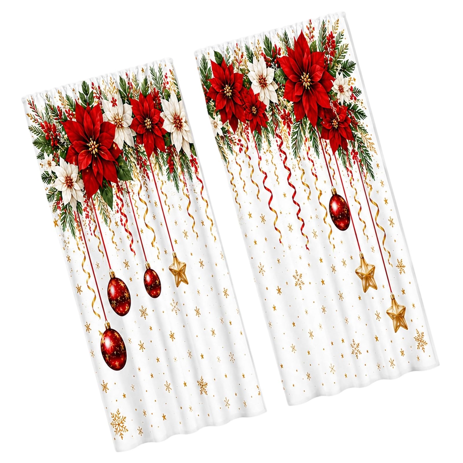 Pangboer B Indoor Holiday Drapery Pair With Printed Polyester Texture For Room, Light Softening And Added Privacy Holiday Drapes Festive Window Panels Seasonal Room Decor Indoor Privacy Curtains Study