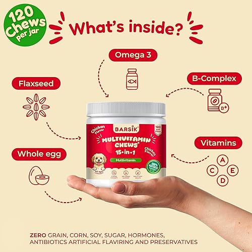 Miniatura 4 de Masticables multivitamínicos para perros con glucosamina y condroitina  Soporte de cadera y articulaciones, probióticos, aceite de pescado omega-3