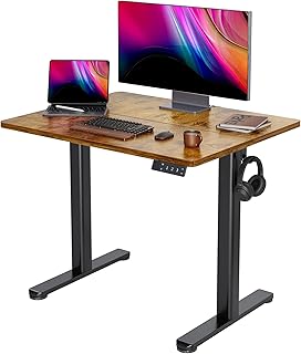 Claiks 昇降デスク 電動 スタンディングデスク 昇降式 テーブル 幅88cm*奥行き50cm テレワーク オフィスデスク 在宅ワーク パソコンデスク 高さ調節 メモリー機能 ブラックフレーム/ブラウン天板