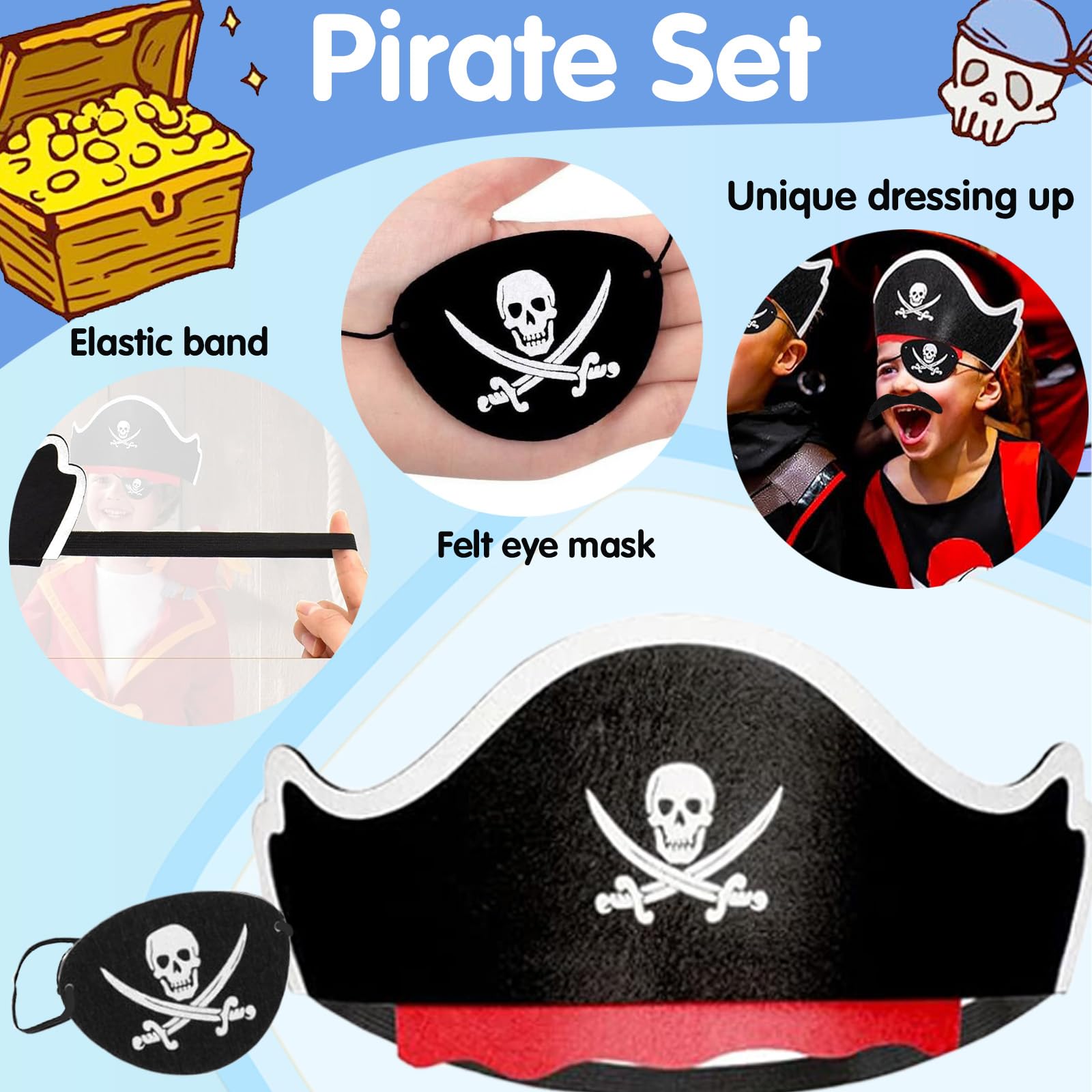 Verkleedset voor kinderen - Piraten set - Piratenhoed, een sabel/zwaard met accessoires