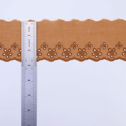 Miniatura 2 de Cinta de encaje de algodón marrón con ojales, 5 yardas, encaje festoneado para coser, ropa de bebé, ropa de mascotas
