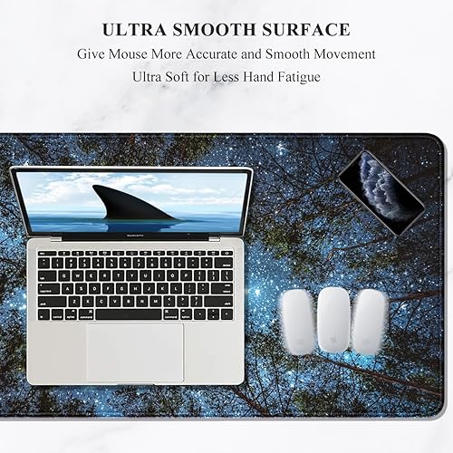 Miniatura 3 de Auhoahsil Alfombrilla de mouse grande para videojuegos, XXL para escritorio, goma gruesa, tamaño grande y largo, bordes cosidos, alfombrilla de