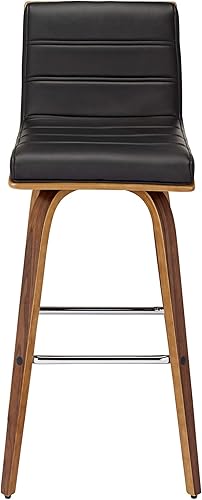 Miniatura 8 de Armen Living Vienna Taburete de bar giratorio de piel sintética negra de 29 12 pulgadas