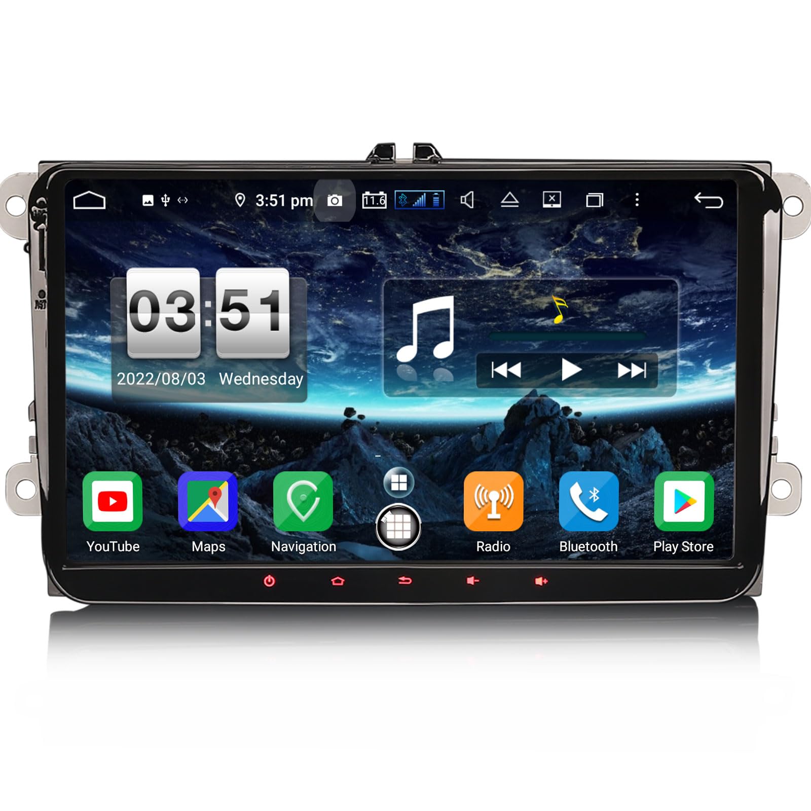 【8-Core 4GB+64GB】Erisin 9 pollici Android 12 Autoradio GPS Navigatore per VW Golf 5/6 Polo 6R Scirocco Passat Tiguan Touran Caddy T5 Seat Skoda CarPlay Android Auto Bluetooth DAB+ WiFi DSP USB OPS