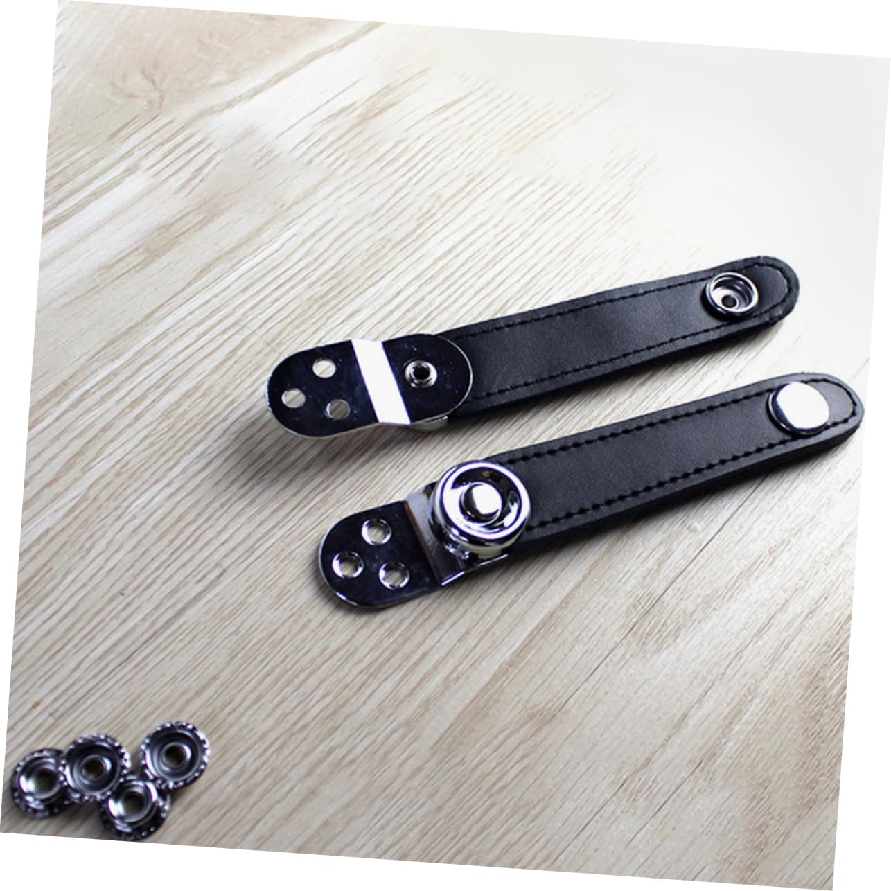 2pcs Black Steel Cowhide Accordion Straps with Buckle, Universal