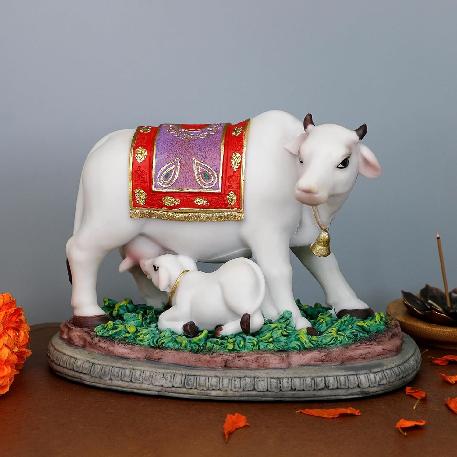 インド神牛ナンディ像 - 高さ4.5インチ ポリストーン インディアン