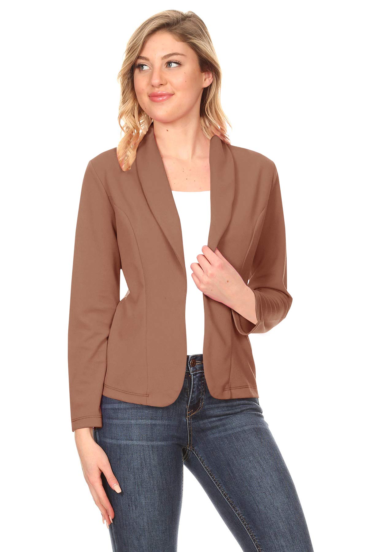 FashionJOAWomen's Solid Casual Loose Fit Open Front Long sleeves Pockets Blazer Jacket/Made in USA