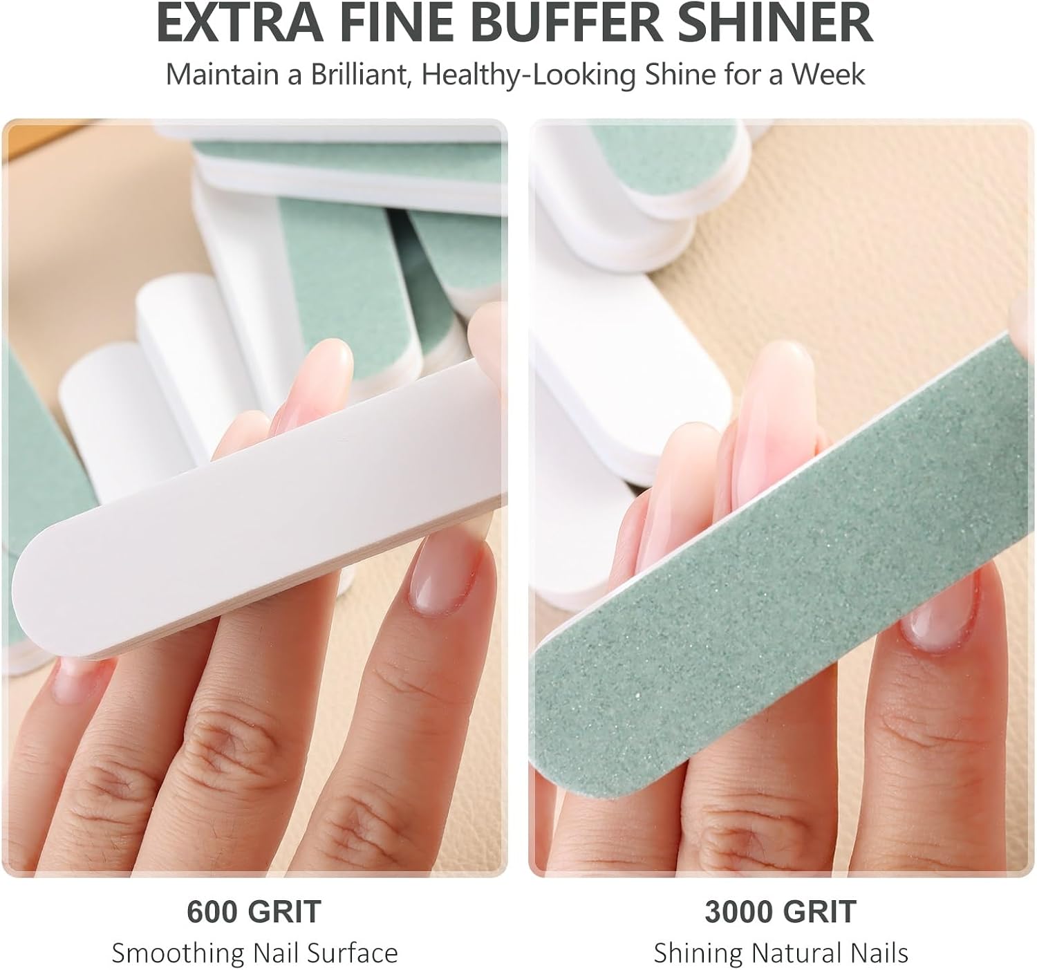 SUTOKAKA 25Pcs 600/3000 Grit Nail Buffer Shine Kit
