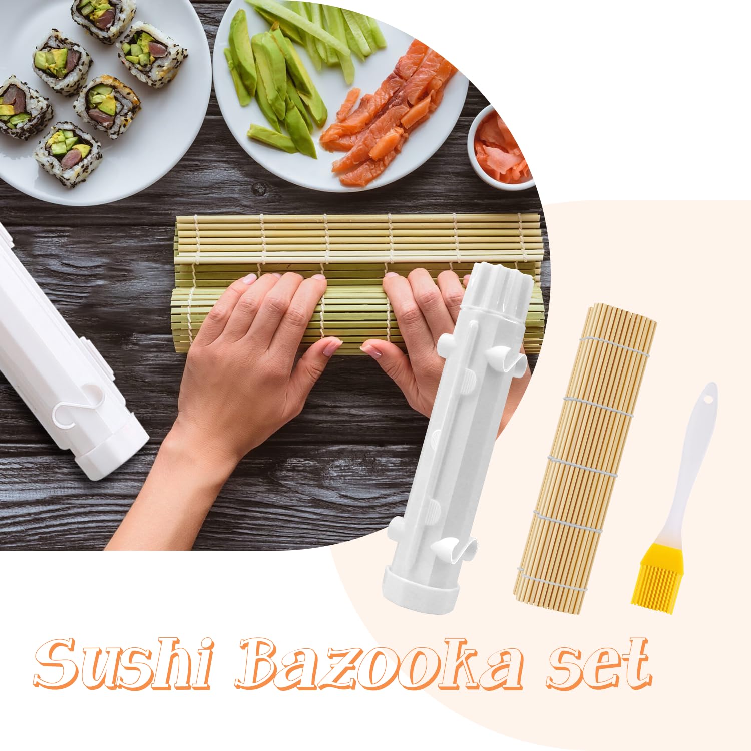 Kit de fabricación de sushi, rodillo de sushi, máquina de sushi, kit de sushi, perfecto para manualidades de rodillo de sushi con arroz, verduras y carne, juego de herramientas de sushi ideal 6