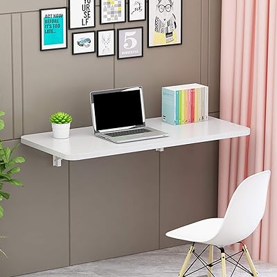 CHEMYO Tavolo a Parete Scrivania a Parete,Scrivania da Cucina,Scrivania per Bambini,Scrivania,Salvaspazio,Multifunzione,Bianco,19 Dimensioni (70 * 40cm/28 * 16in)