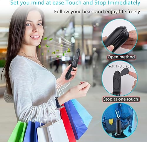 Miniatura 4 de Mini ventilador de mano recargable con batería 2000mAh 6in1 forma de bala Ventilador personal portátil 3 velocidades con linterna (negro)