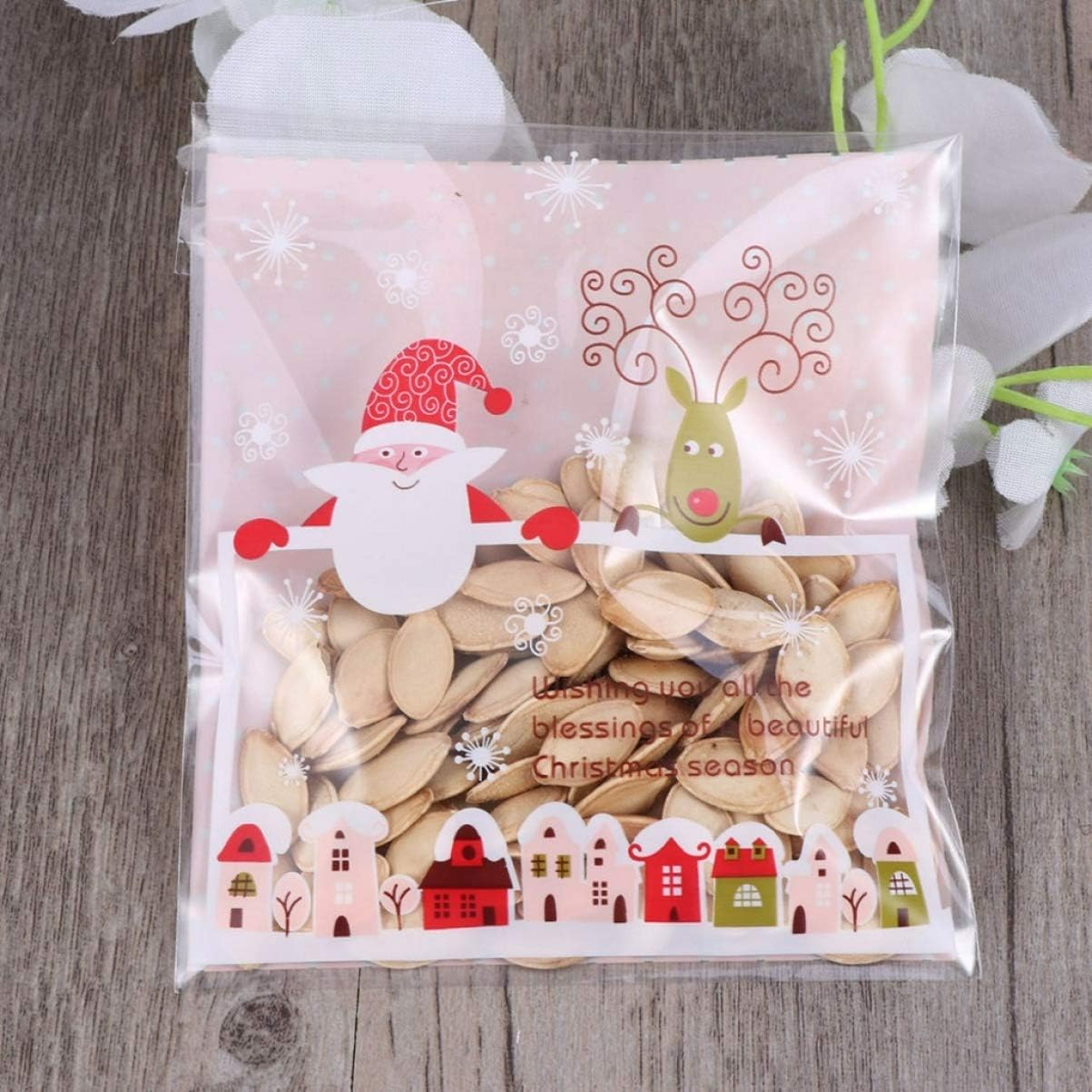 100pcs Christmas Cellophane Bags Christmas cello Treat Bags Candy Cookies Goodie Bags for Theme Party Supplies - Image 5