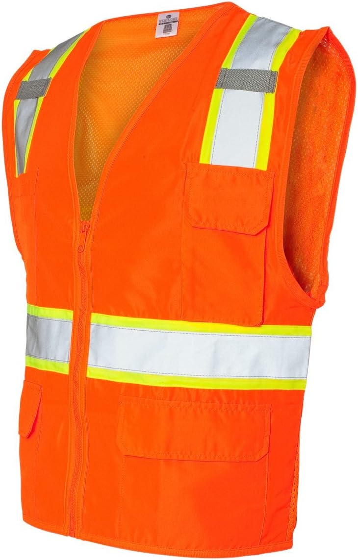 Kishigo Men's High Visibility Reflective Solid Front with Mesh Back Vest