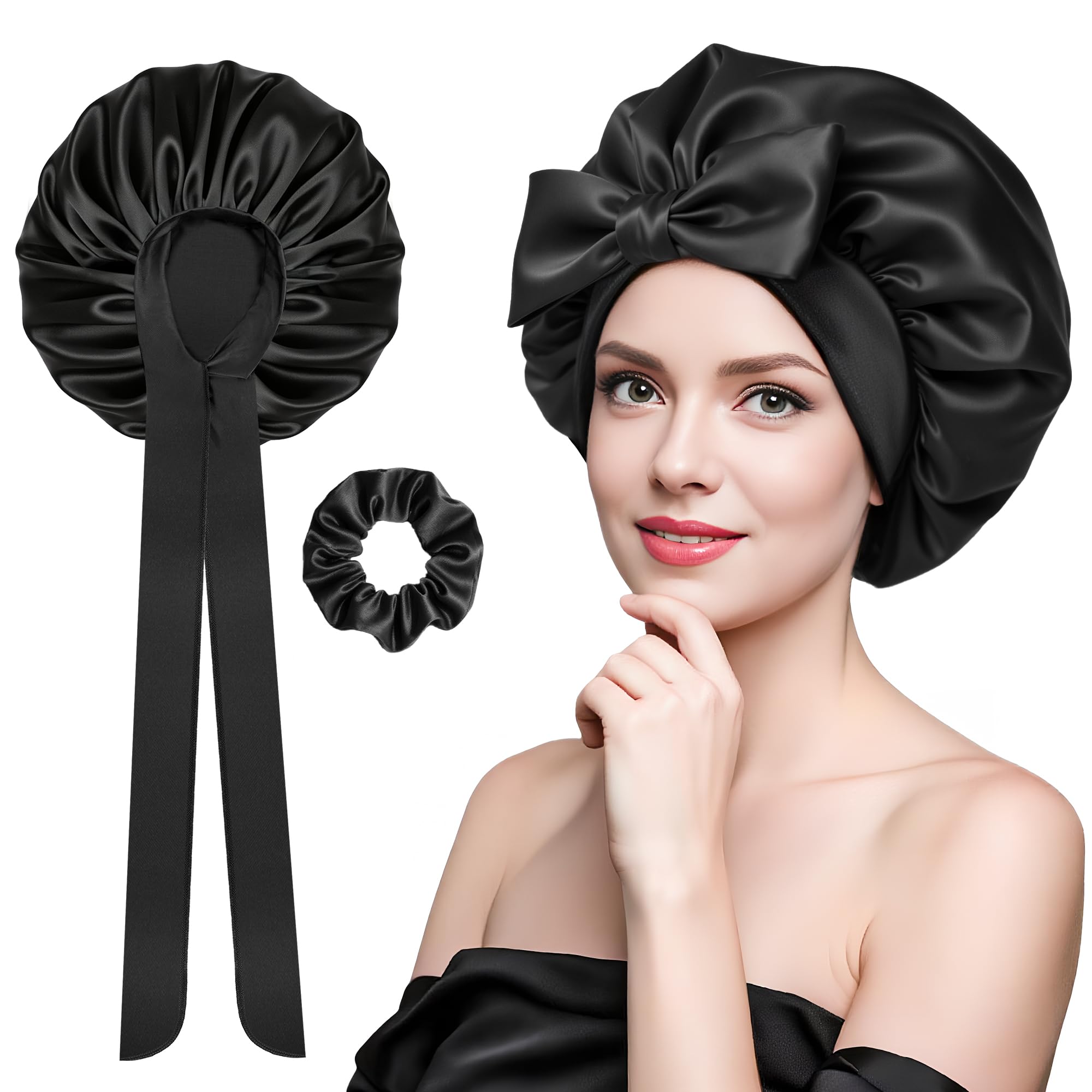 Bonnet de Nuit en Satin de Soie pour Cheveux Bouclés et Frisés
