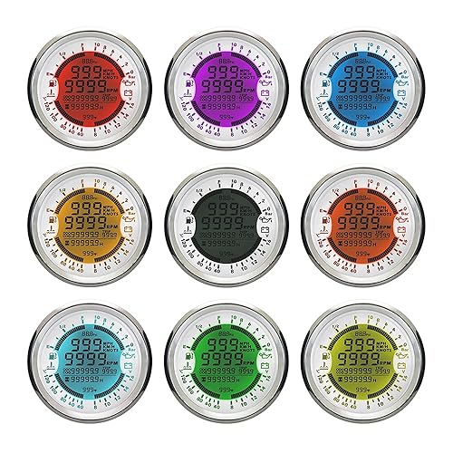 Miniatura 8 de ELING Multifuncional GPS Velocímetro Tacómetro Horas Temperatura del agua Nivel de combustible Voltímetro de presión de aceite 12V 3.346 in con