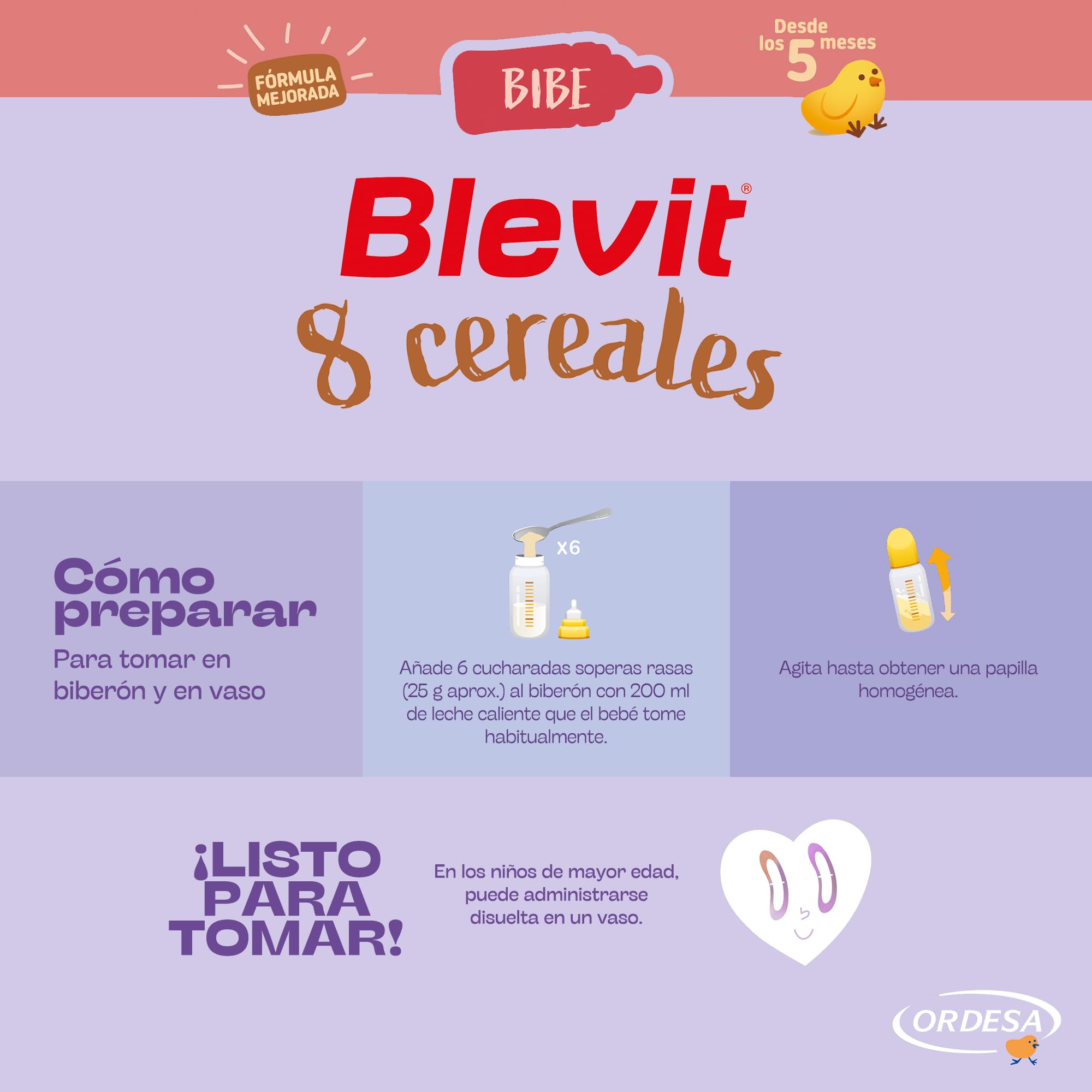 Blevit Bibe 8 Cereales | 500g | Papilla para Bebé desde los 5 Meses con 95% de Cereales - 14 Vitaminas y Minerales — view 5