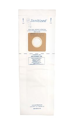 Janitized JAN-RAB-210 Paper Premium Replacement Commercial Vacuum Bag for Royal Type B, Hoover Allergen B, Powr Flite PF62EC Vacuum Cleaners 10-10 Packs
