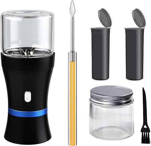 Miniatura 6 de Molinillo eléctrico de hierbas compacto para capullos de flores, recargable por USB, 2 cámaras de vidrio de 1.7 onzas, ideal para el transporte