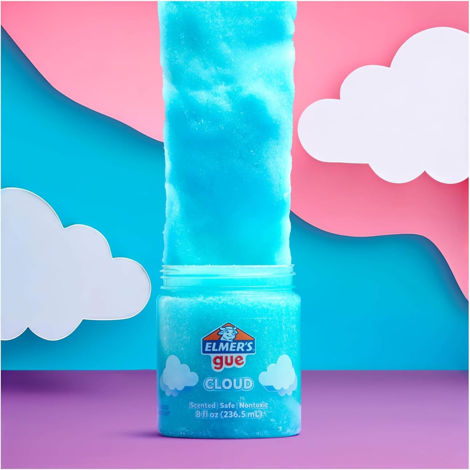 Elmer's Cloud Slime GUE, 8 oz., Blue/Pink, 2/Pack, Premade Slime with Drizzly Effect, Scented, Ready to Play, No Mixing Required