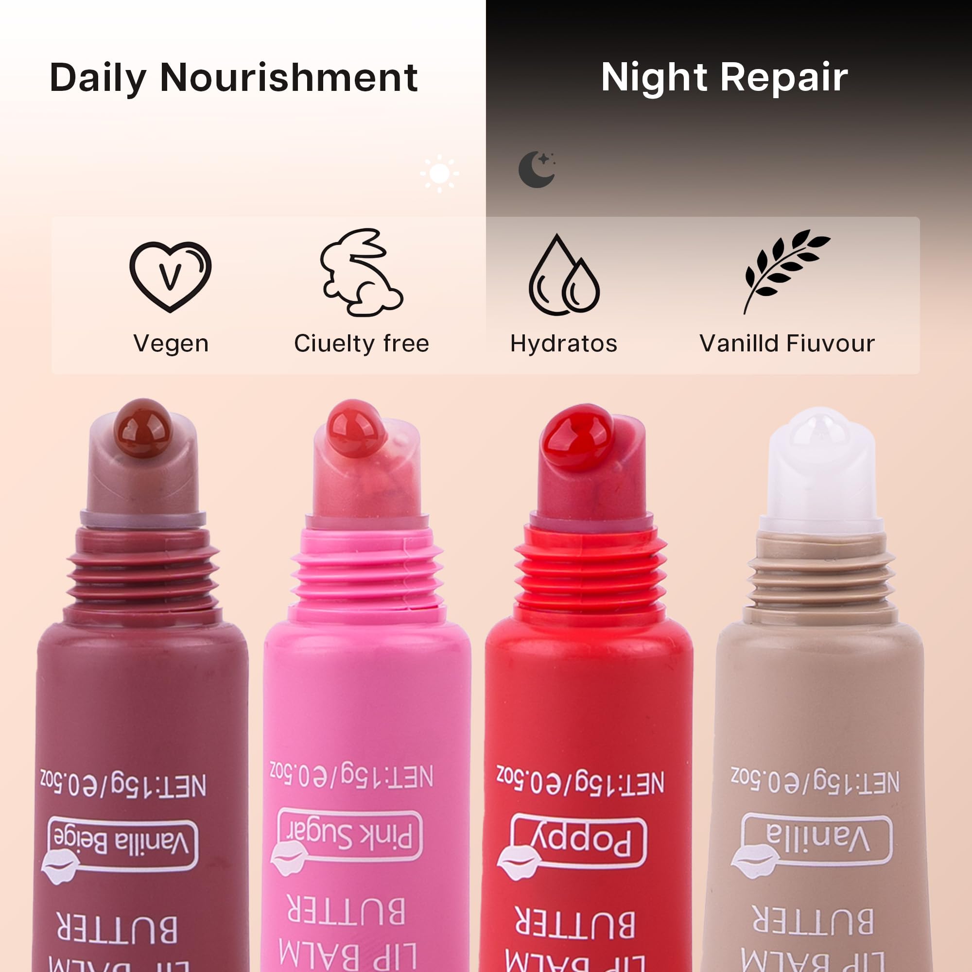VRAIKO 2-in-1 Silky Lip Butter Balm & Lip Gloss, Hydration with Shea & Olive Oil Blend - Image 3