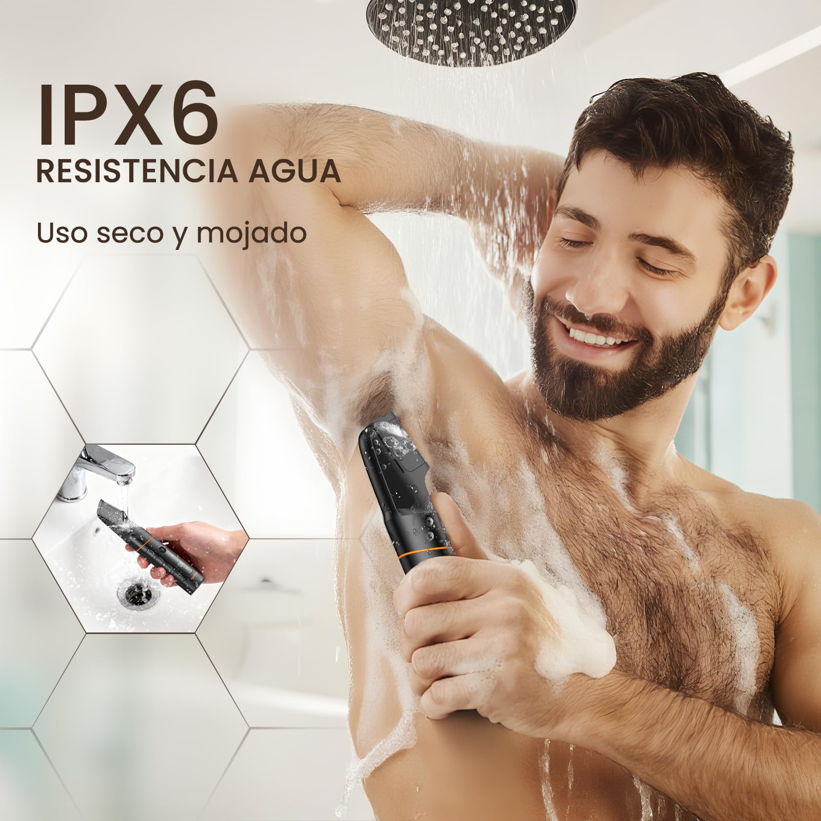 MAXGROOM Afeitadora Corporal Masculina 5 en 1, IPX6 Depiladora Corporal Hombre, Apto para Nariz, Barba, Cabello y Zonas íntimas, Cabezal de cuchilla magnético reemplazable, Fácil de limpiar