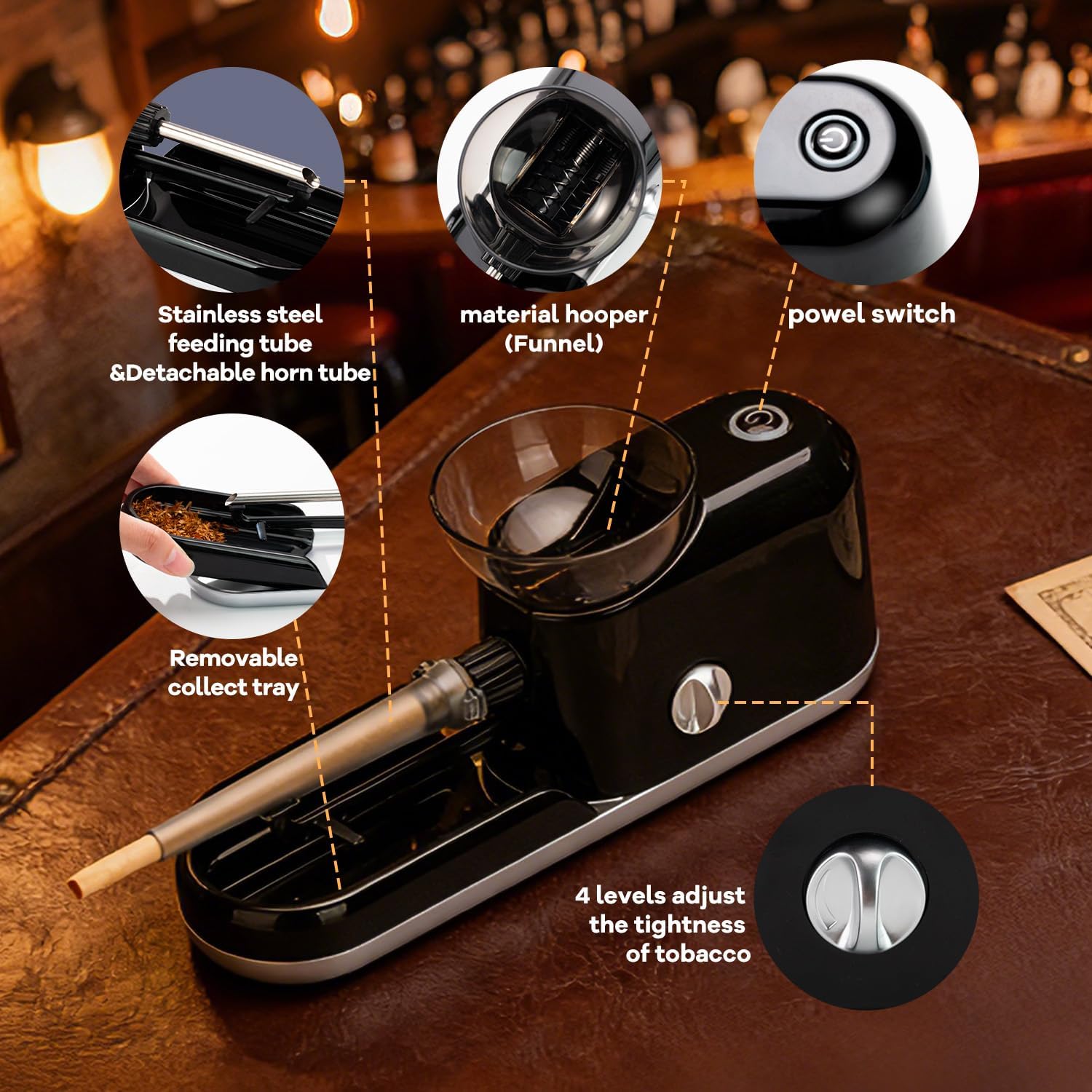 Electric Cigarette Rolling Machine - Automatic Efficient Roller for Beginners & Experts | Universal for Cigarette Tubes & Papers | Ideal DIY Tool for Smokers & Gift