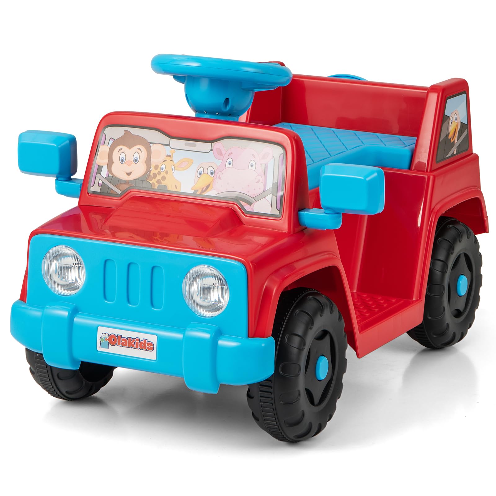 COSTWAY 6V Kids Ride on Car, Electric Ride on Toy Jeep with Sound Effects, Storage Cup & Case, Battery Powered Toddler Vehicle for Ages 18 Months+ (Red)