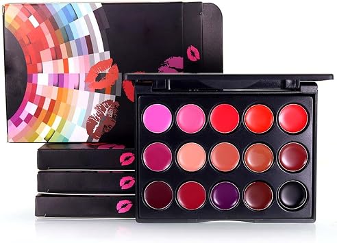 Lipstick Palette Set,Waterproof Lip Gloss Lipstick Palette Makeup 15 Color | Long-lasting Matte Lip Gloss Palette, Pigmented Lip Color Makeup Cosmetic Palette Amesor