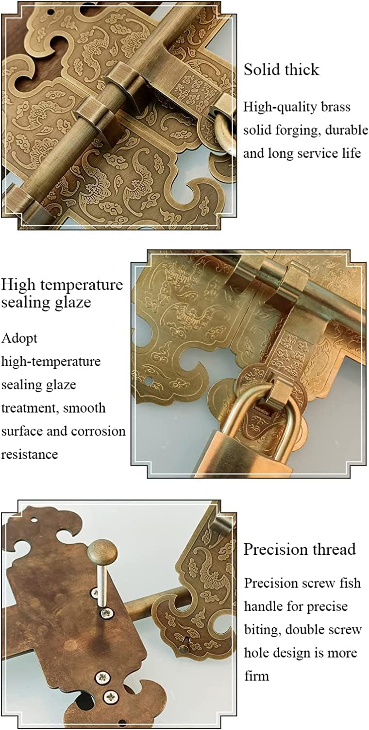 Sliding Lockfor Portable Door Lock, Thickened Door Latch, Door Lock Latch for Cabinets, Courtyard, Fence and Garden, Pure Copper Sliding Door Latch(Size:25cm,Color:Bronze)