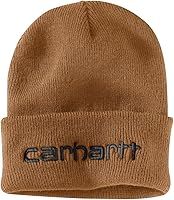 Carhartt Men's Insulated Knit Cuffed Beanie with Thinsulate Flex - Warm Acrylic Logo Hat for Cold Weather Work