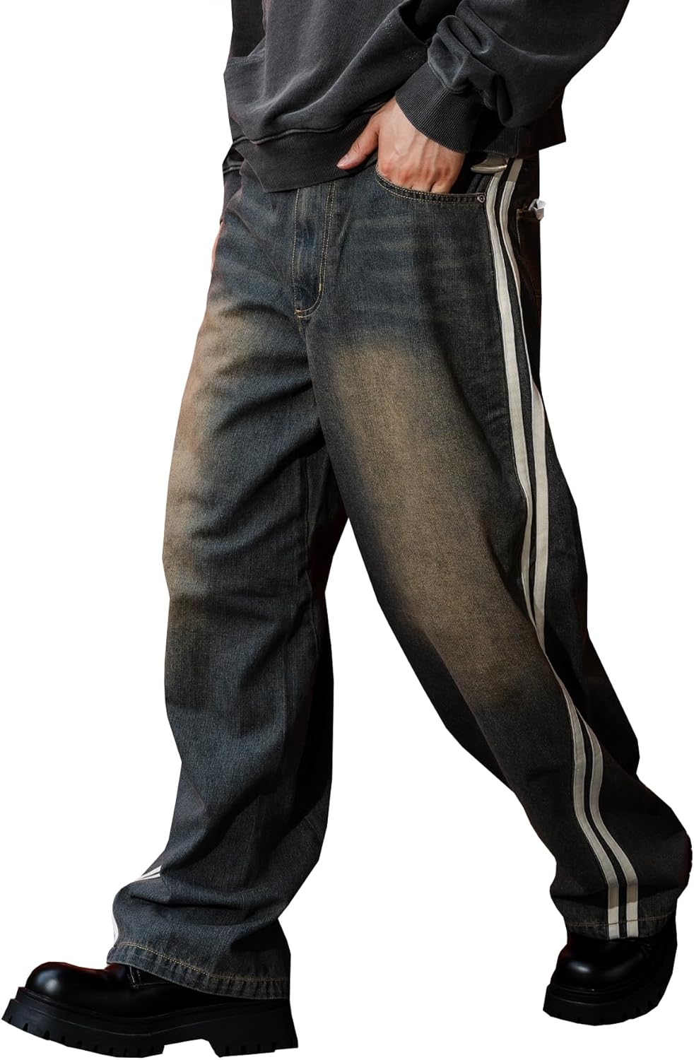 サイドラインカーブデニムパンツ 42118 サイドライン パンツ