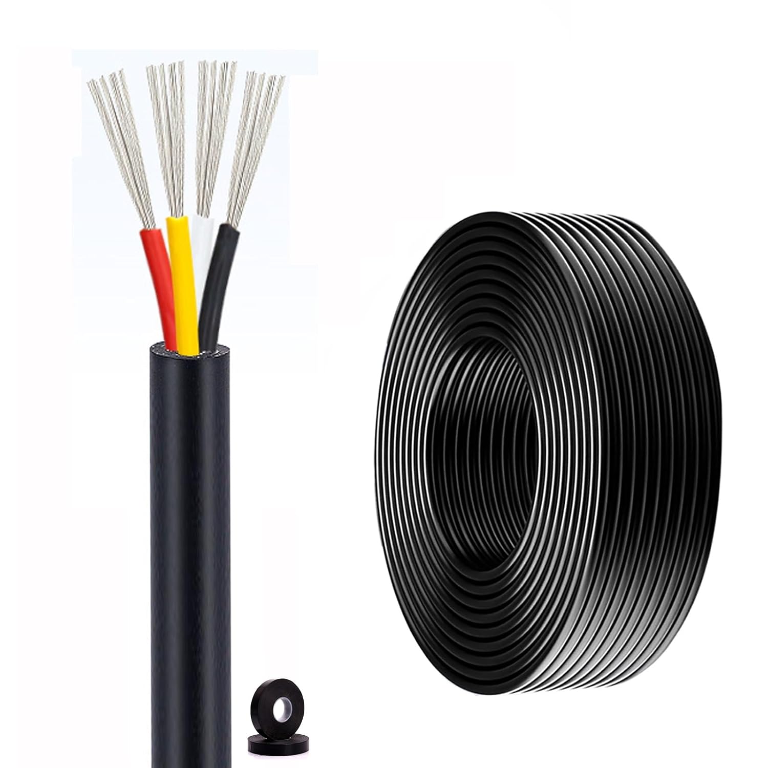 28/26 Gauge Wire 25~100FT UL Shielded Cable– 300V Tinned Copper Core Multi-Conductor Wire, with Insulating Tape, VW-1 Flame Retardant, 221°F for LED Lighting, Electronic Equipment(100ft,26AWG-2C)