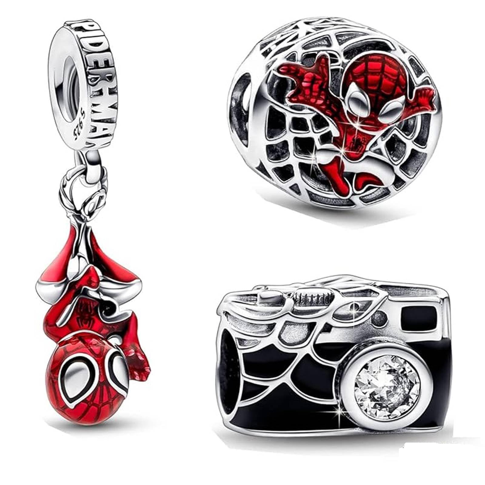 Wisfunlly 925 Sterling Silver Charm Pendant, Bead Charm Key Beads with Mouse Robot Camera, Baby Charm Dangle Pendants Cartoon for Bracelet, Necklace, Sterling Silver Charms Gift