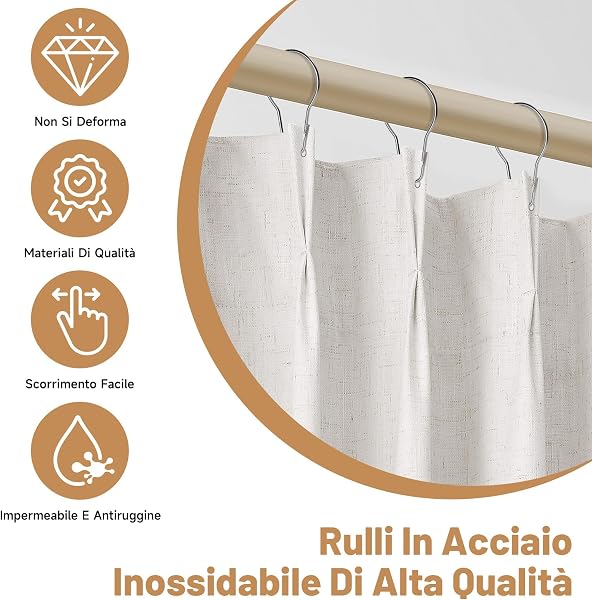 50 Pezzi Anelli per Tende da Doccia in Acciaio Inossidabile, Ganci per Tende Argento 70 x 40mm - Adatto per Barra per Abiti - 3