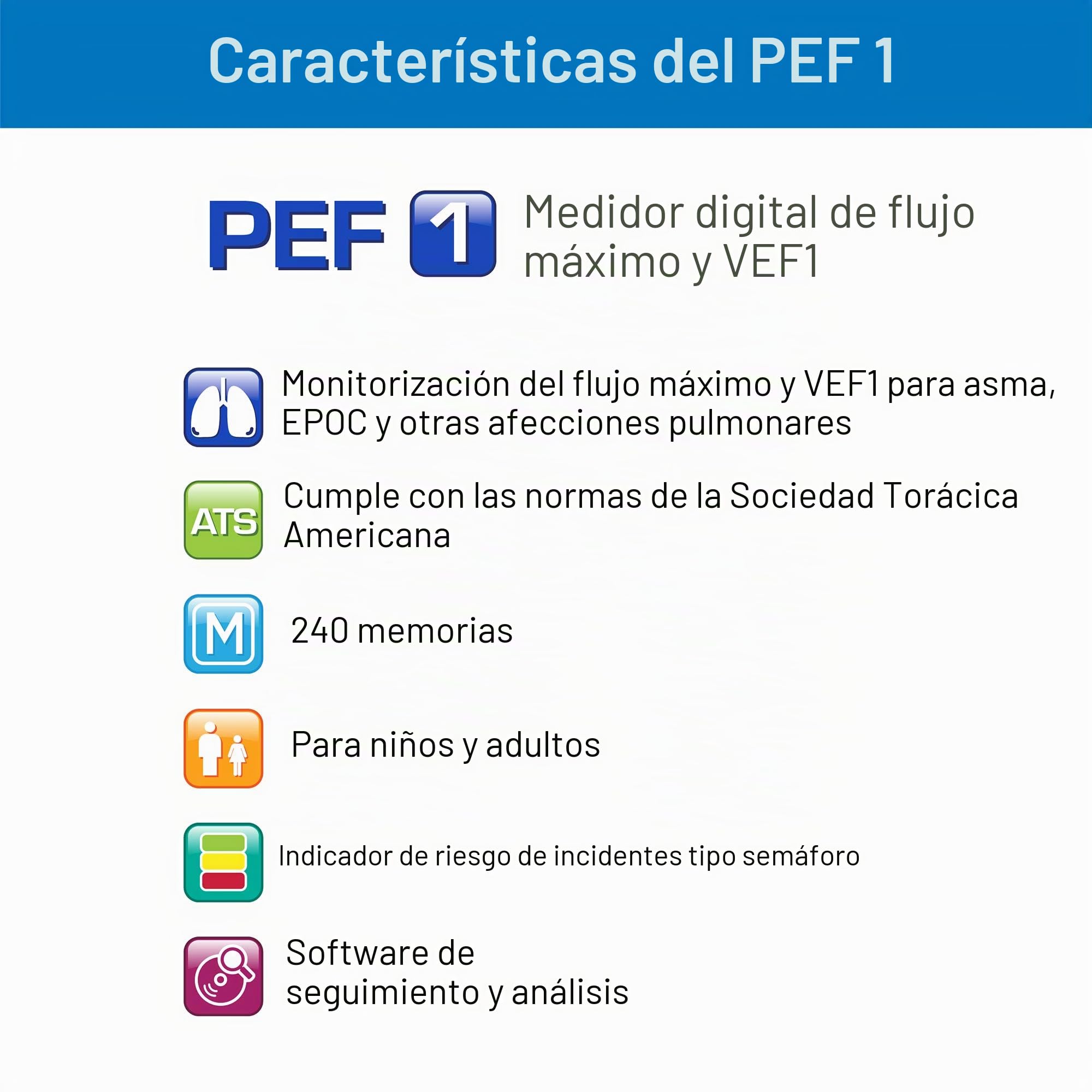 Microlife PF-100 - medidor de asma y flujo máximo | medición de flujo espiratorio (PEF) y medición de volumen espiratorio forzado (VEF1)