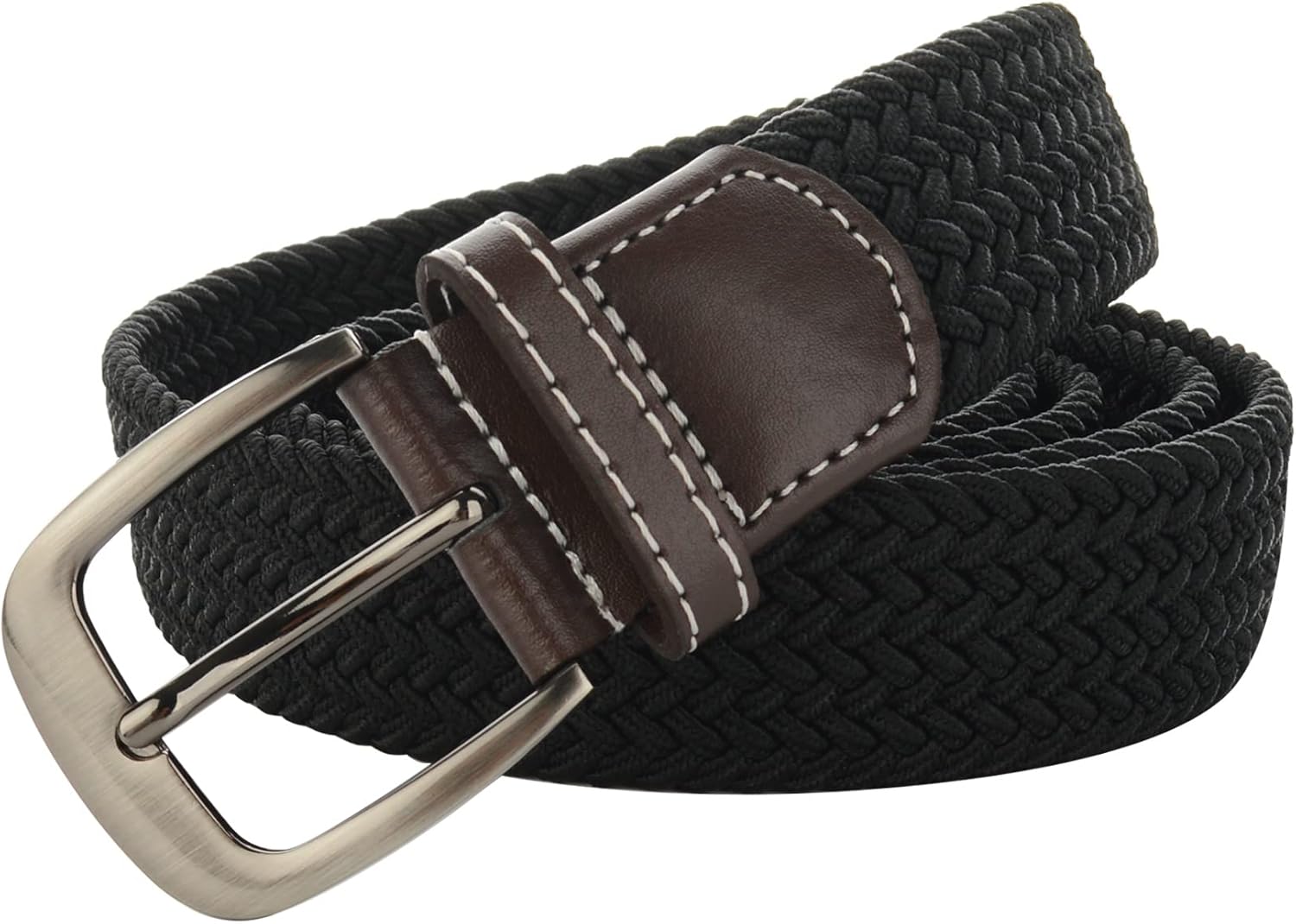 Plus Size 47'' to 71'' Mens Stretch Elastic Woven Web Casual Belts for Men Black - Image 3