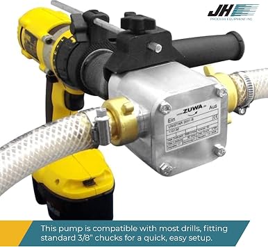 Unistar 2001-B, 3/4 NPT, Drill Powered Pump - Self-Priming, Portable Fluid Transfer Pump for Water, Oil, Diesel, Chemicals, More - 16 GPM, 58 PSI, For Electric & Cordless Drills, Drill Not Included