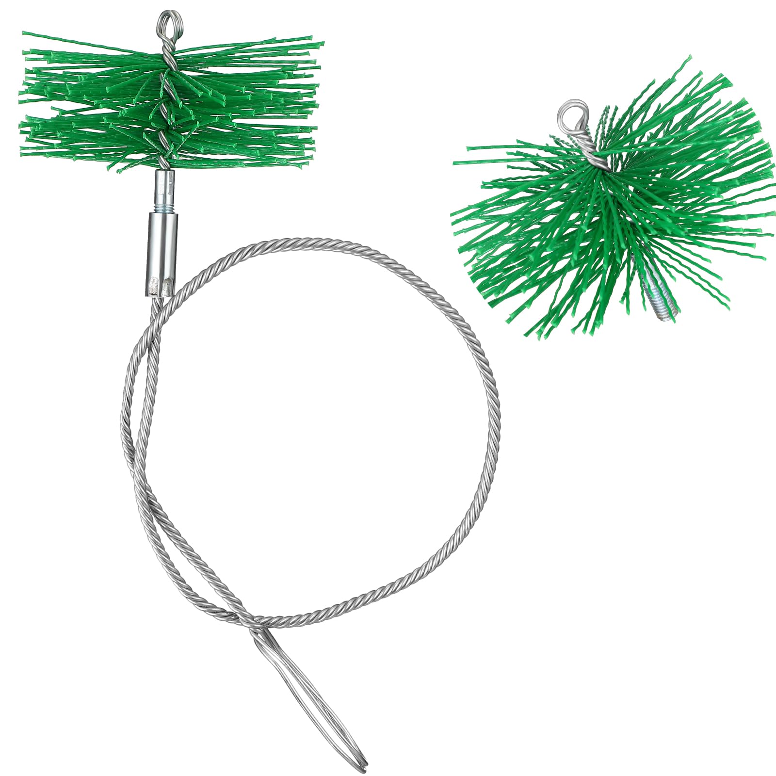 2 Stück Kaminbesen mit 1 Schubstange, Ø 16 cm Ofenrohrbürste Kunststoff Kaminbesen Schornsteinbesen 1 m Edelstahl Flexstange Kaminrohr Reinigungsbürste Bürste für Kamin Schornstein Ofen