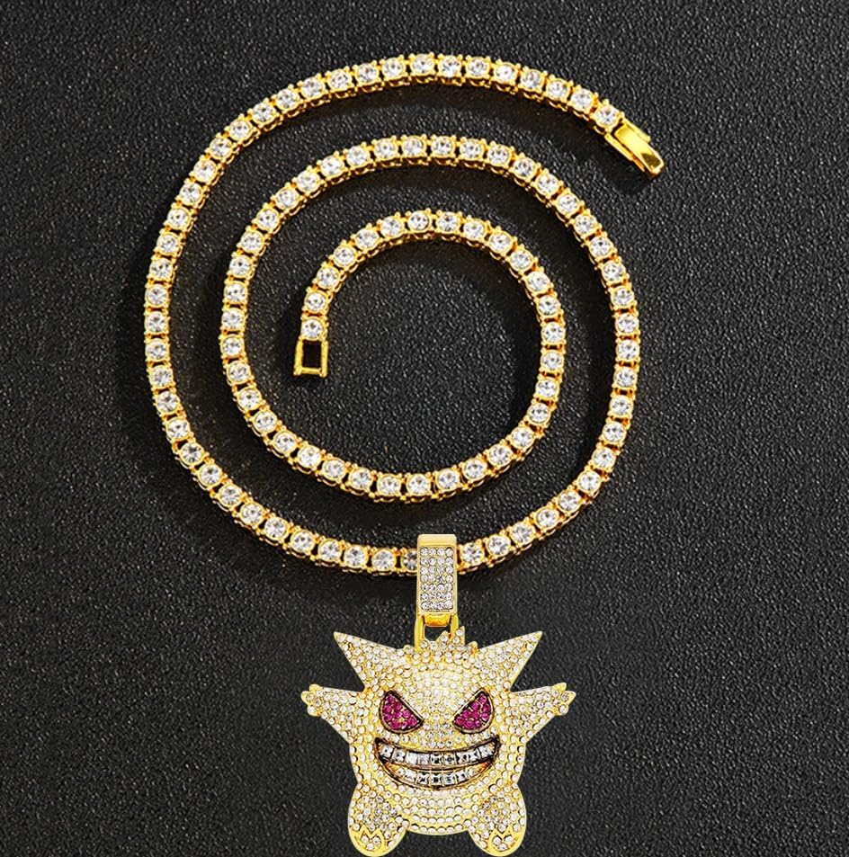 Miniatura 4 de HH Bling Empire Iced Out Bling Cz Corona Rey Diamante Plata Oro Collares de cadena colgante de hip hop para hombre.