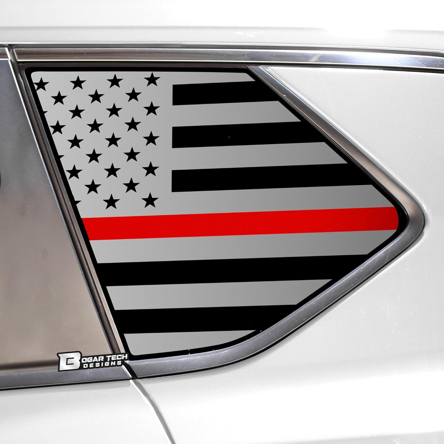 BOGAR TECH DESIGNS Precut Quarter Window American Flag Vinyl Decal Sticker Compatible with Nissan Rogue 2021-2025, Matte Black