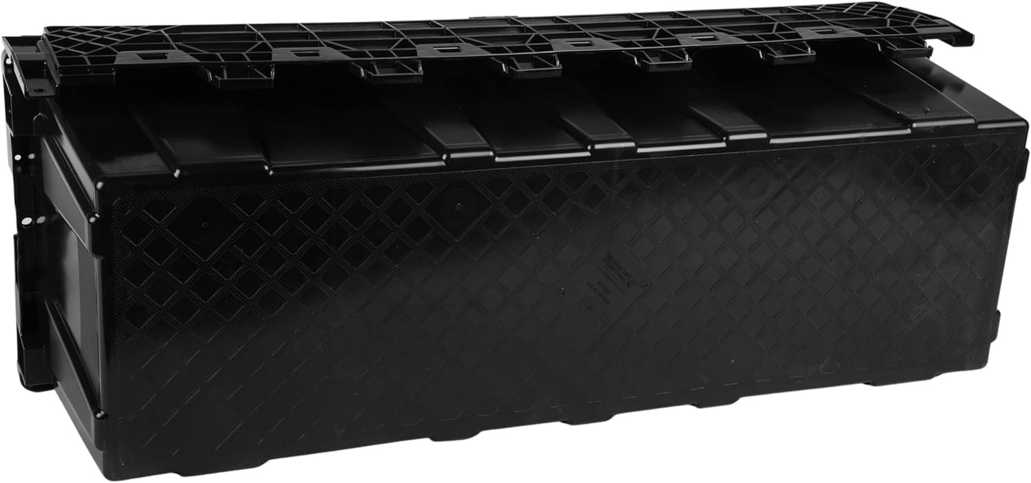 Hudson Exchange 39.4 x 14.3 x 12.5" (2 Pack, 24.7 Gallon) Storage Tote Distribution Container with Hinged Attached Lid, Black