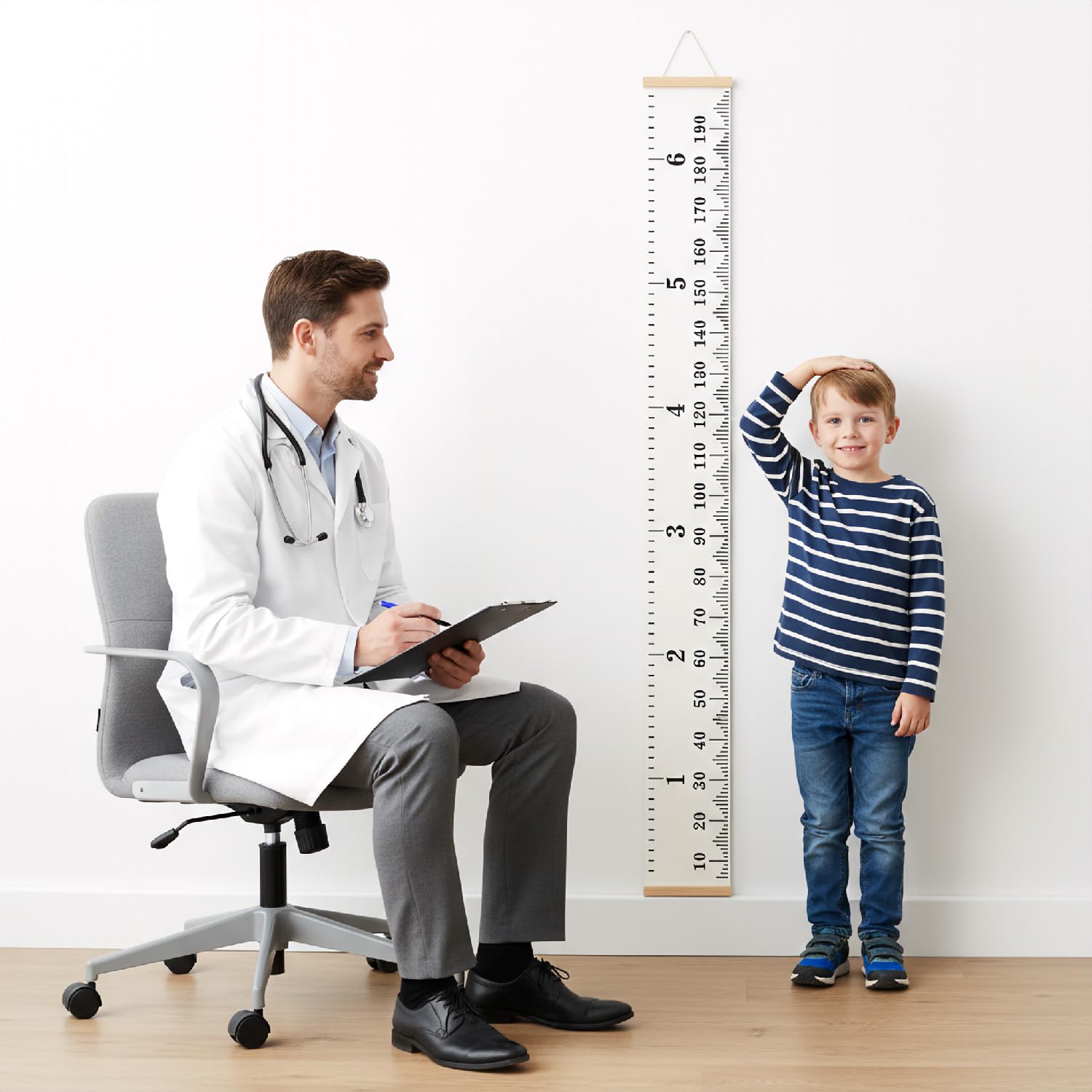 Tabanzhe Height Chart for Kids,Removable Wall Hanging Growth Chart Canvas Measuring Ruler,Accurate Wall Decor for Nursery Bedroom,200CM Kids Height Measurement Chart - Image 4