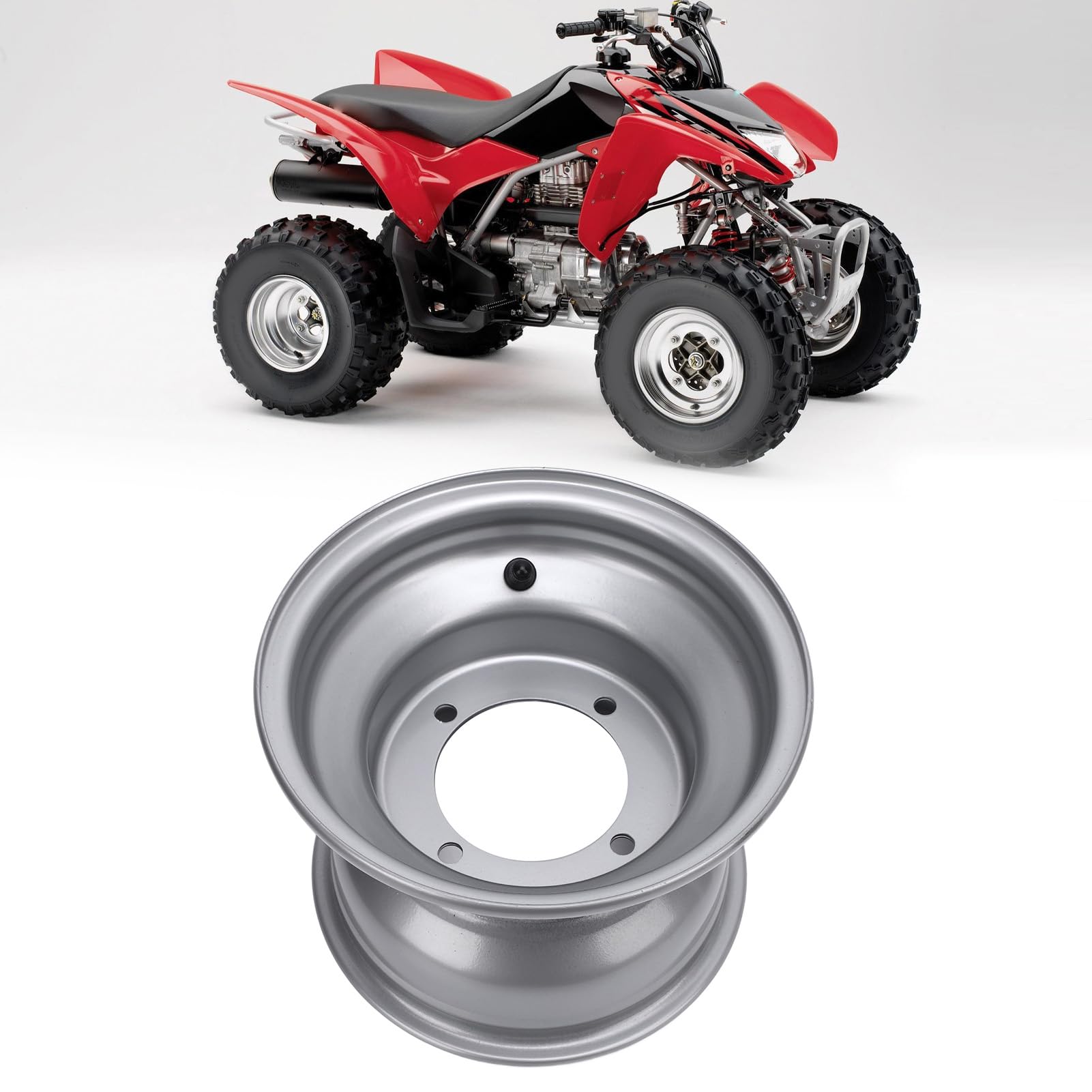ciciglow Cerchio Ruota ATV 18X9.50-8, Cerchio Ruota 8 Pollici per ATV, Go Kart, Veicoli Fuoristrada, Quad, Argento (fori (spaziatura dei fori: 110 mm / 4.33in)