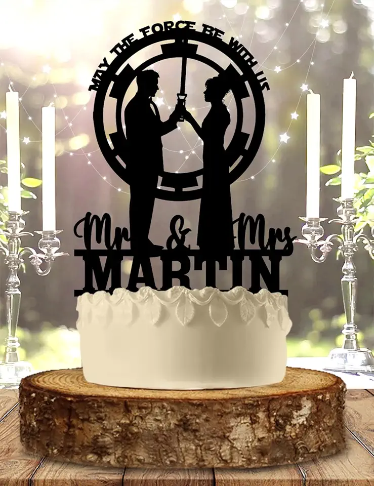 Star Wars Wedding Cake Topper Themed Jedi Couple...