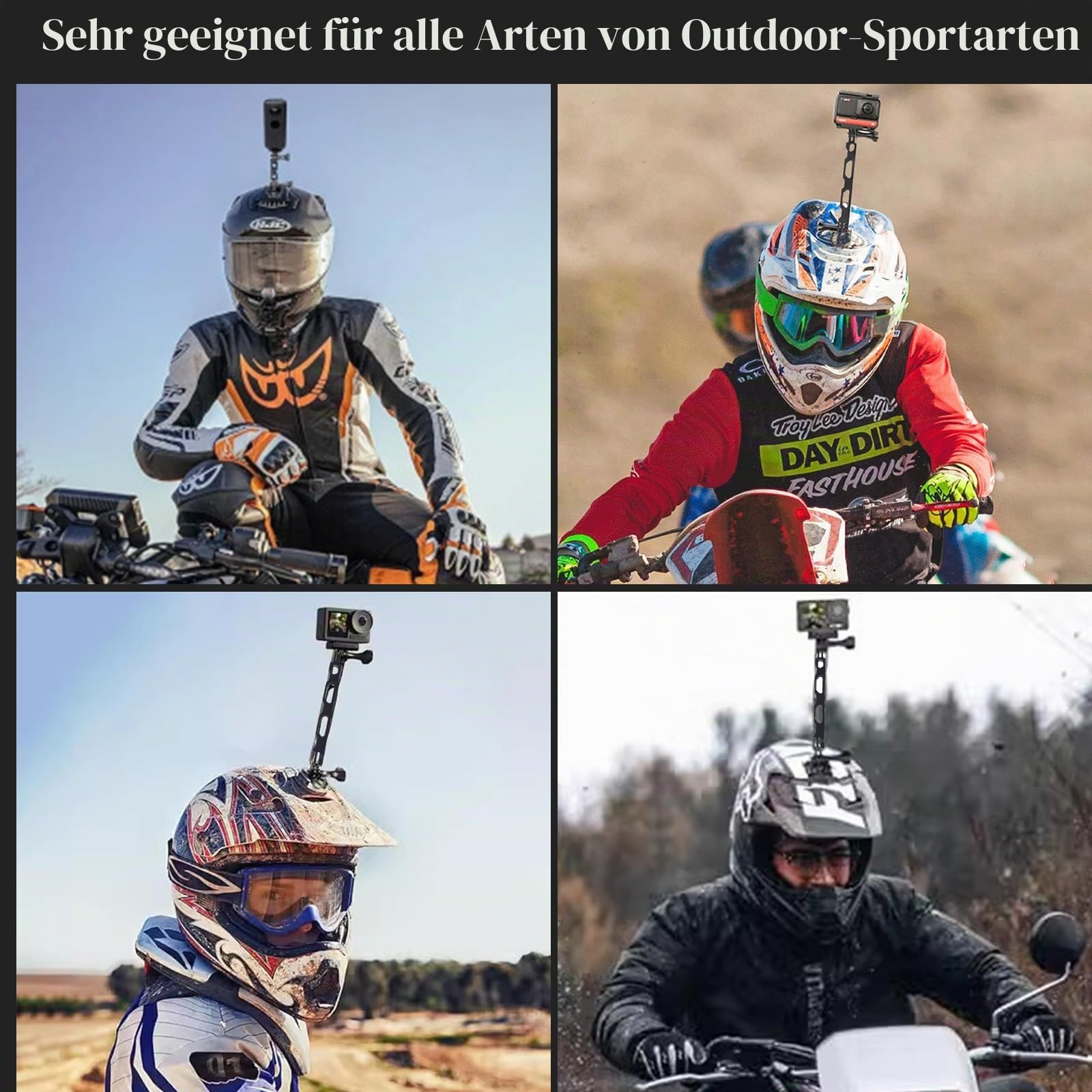 Verlängerungsarm aus Aluminiumlegierung, Aluminium Arm Helmhalterung, Kamera Verlängerungsarm, Gopro Verlängerung Metall Arm, für Gopro Hero 8/7/6/5/4/3 und Action Kamera