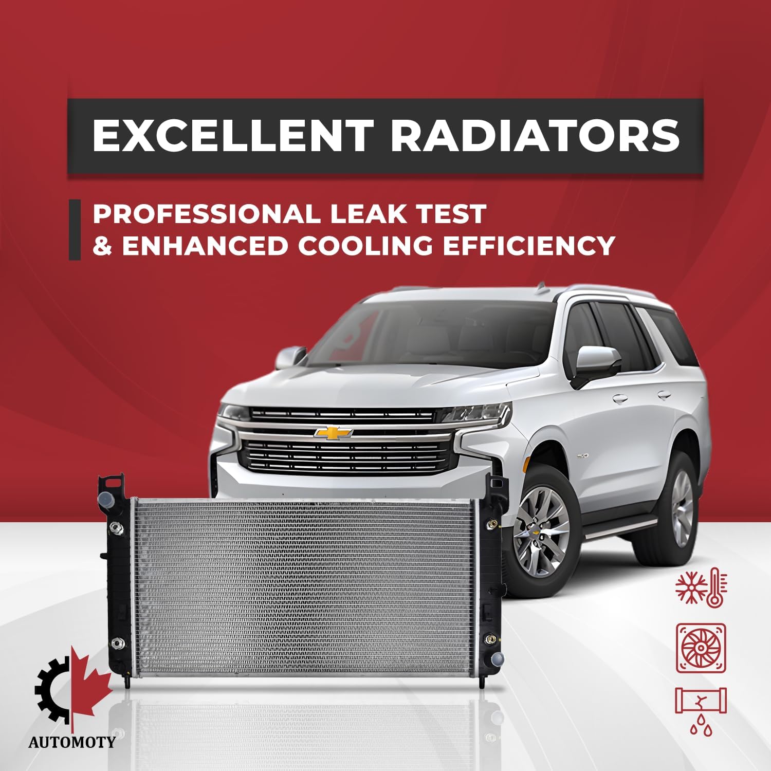 Canada Radiator 2370 with TOC and EOC - 34" Core Compatible with Cadillac Escalade, Chevrolet Avalanche, Chevrolet Silverado, Chevrolet Tahoe, Chevrolet Suburban, GMC Yukon, GMC Sierra